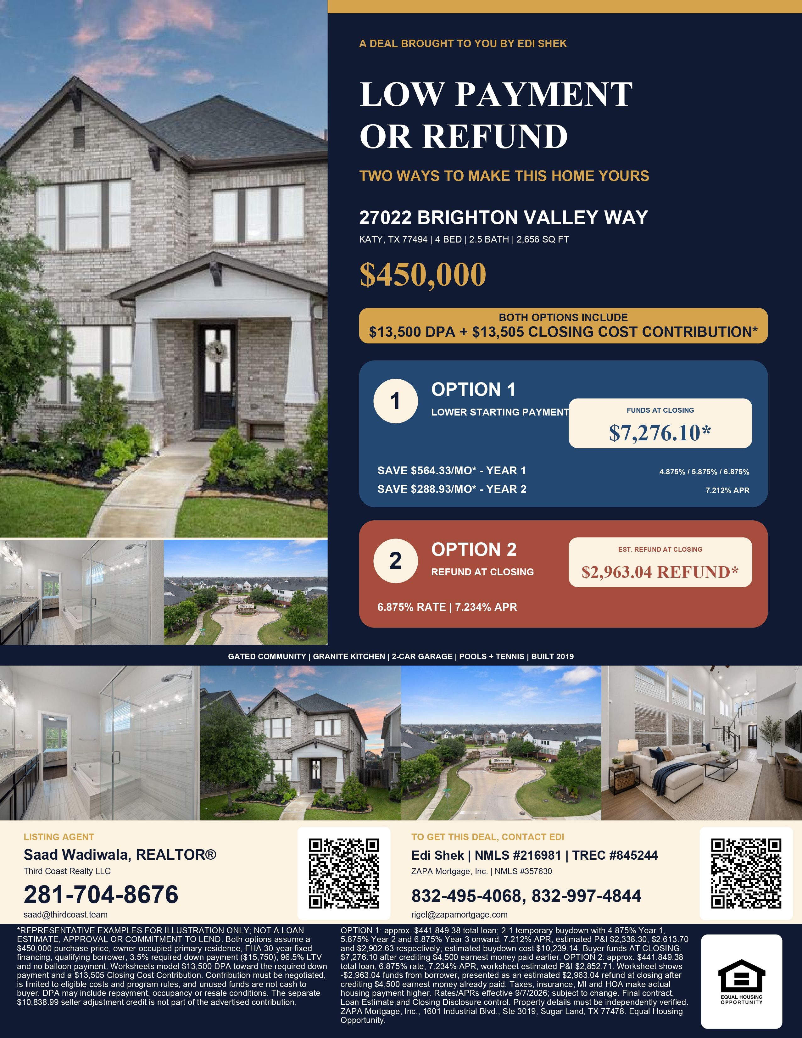 Turn $27,005 in Assistance Into the Keys to This $450,000 Katy Home! Flyer