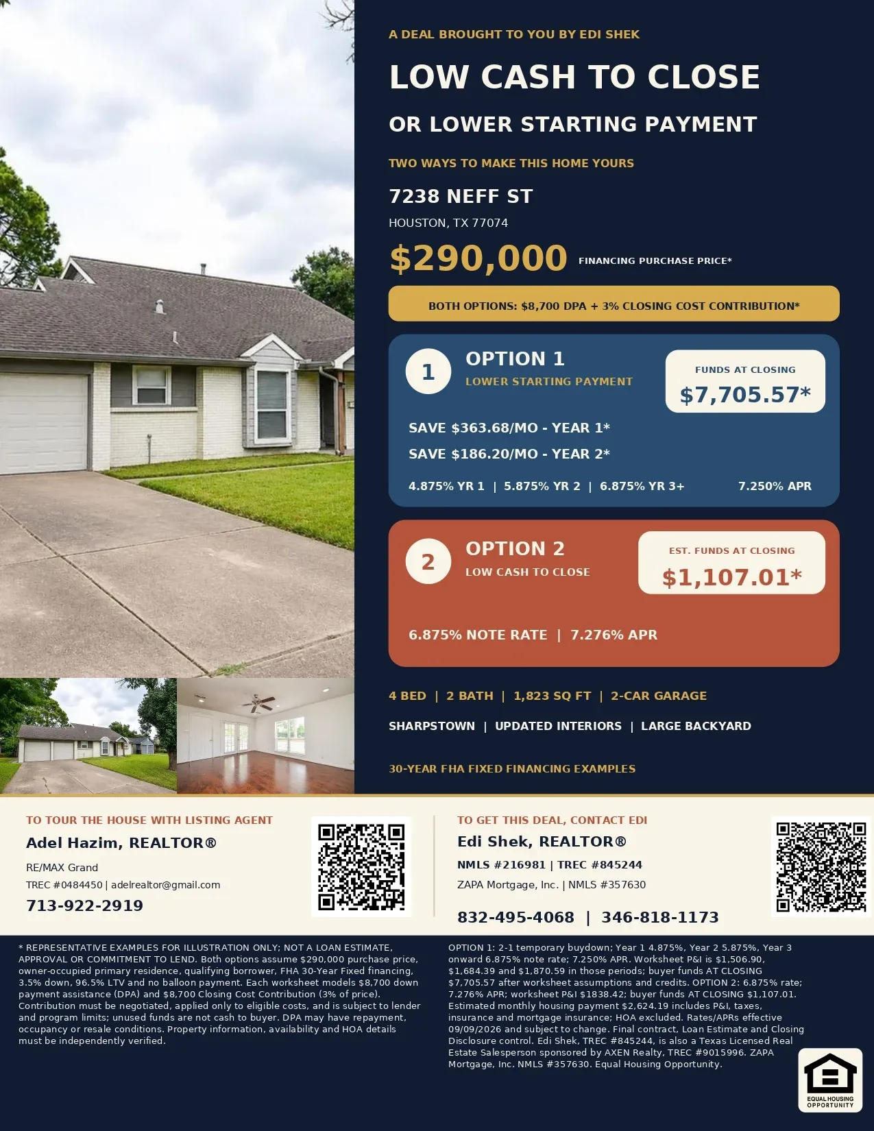 Buy This $290,000 Houston Home with $17,400 in Assistance and Contributions—Only $4,007.01 Estimated Total Out of Pocket! Flyer