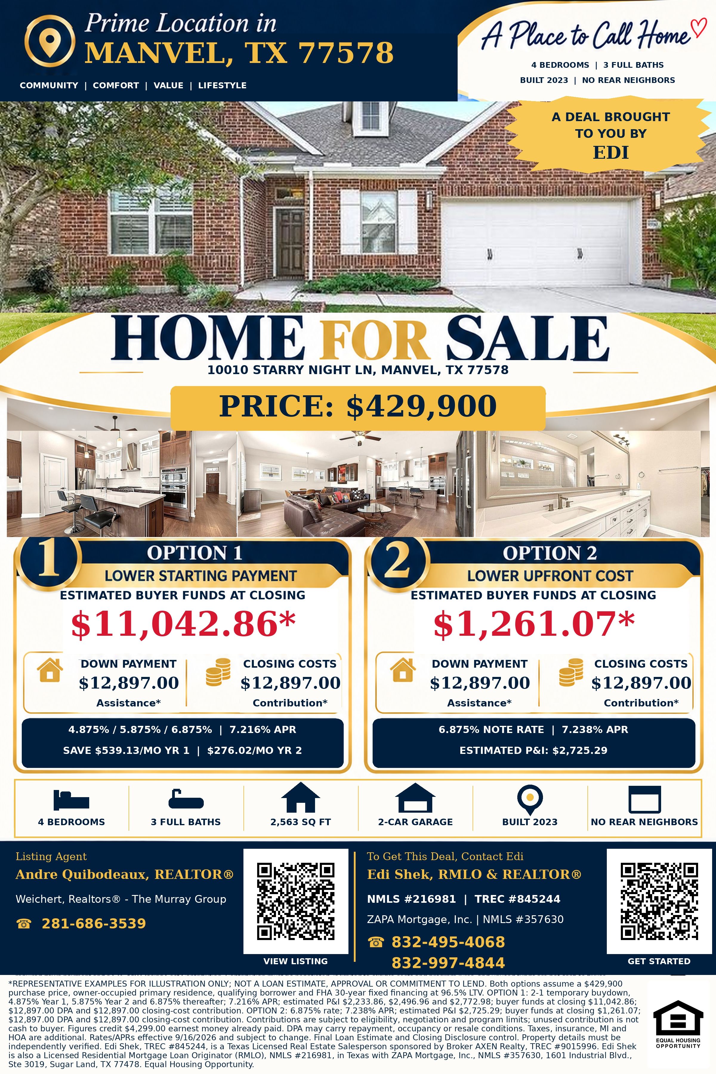 Own This $429,900 Home with Only $1,261.07 Out of Pocket! Flyer