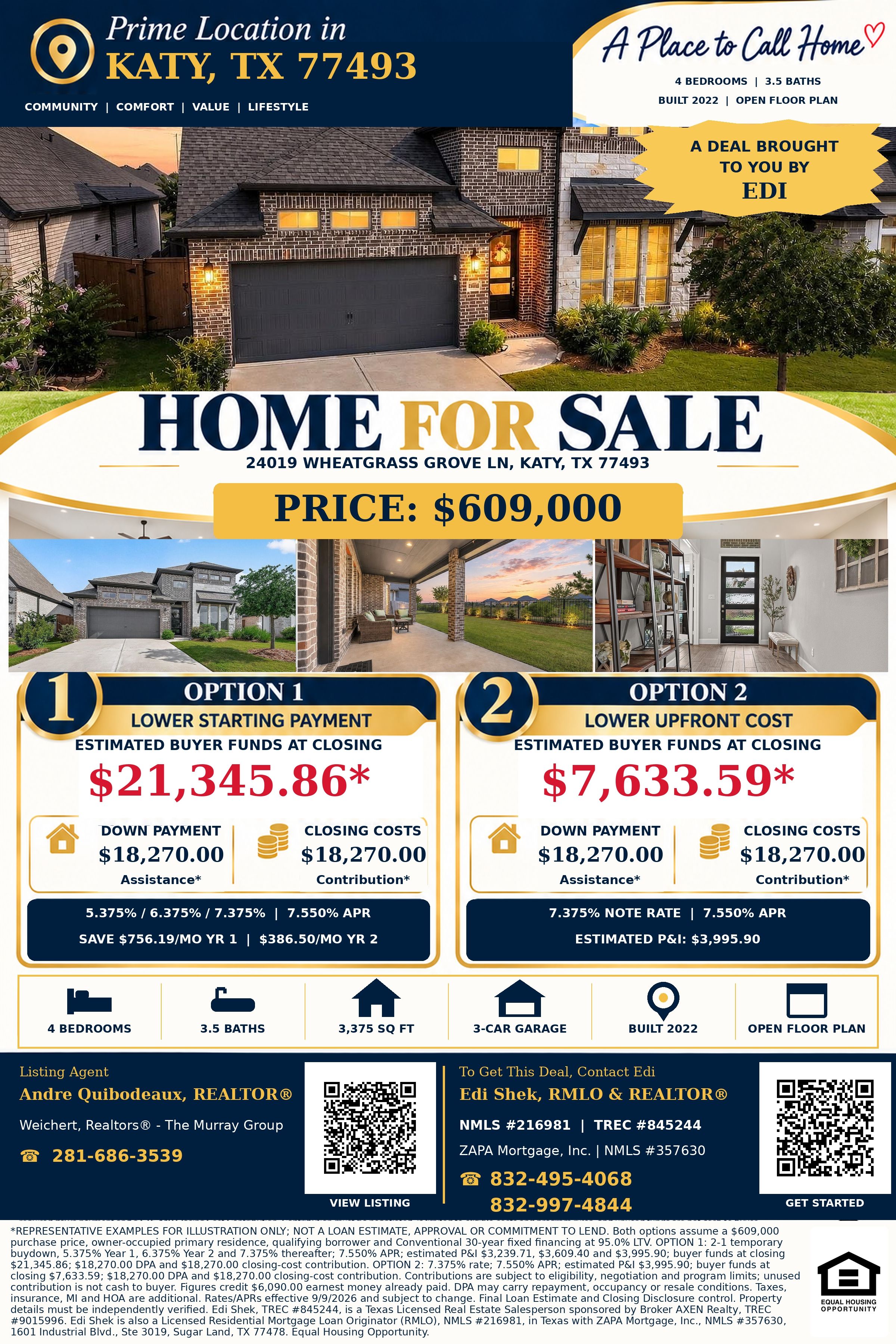 Own This $609,000 Katy Home with Only $7,633.59 Out of Pocket! Flyer