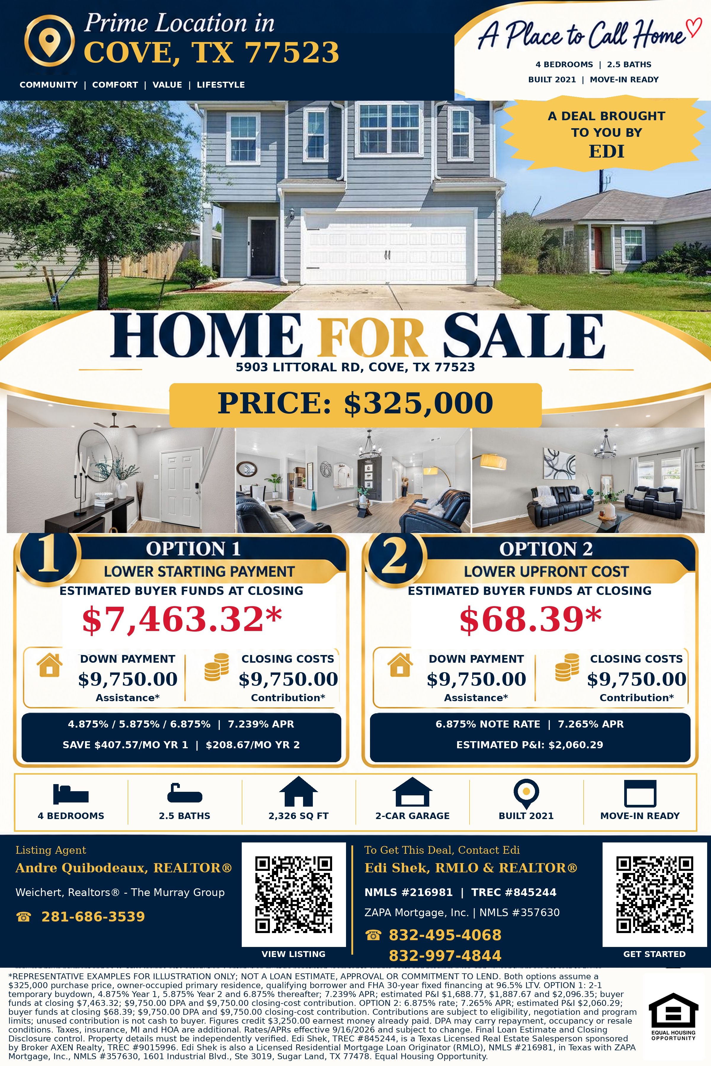 Seriously—Own This $325,000 Home with Only $68.39 Out of Pocket! Flyer