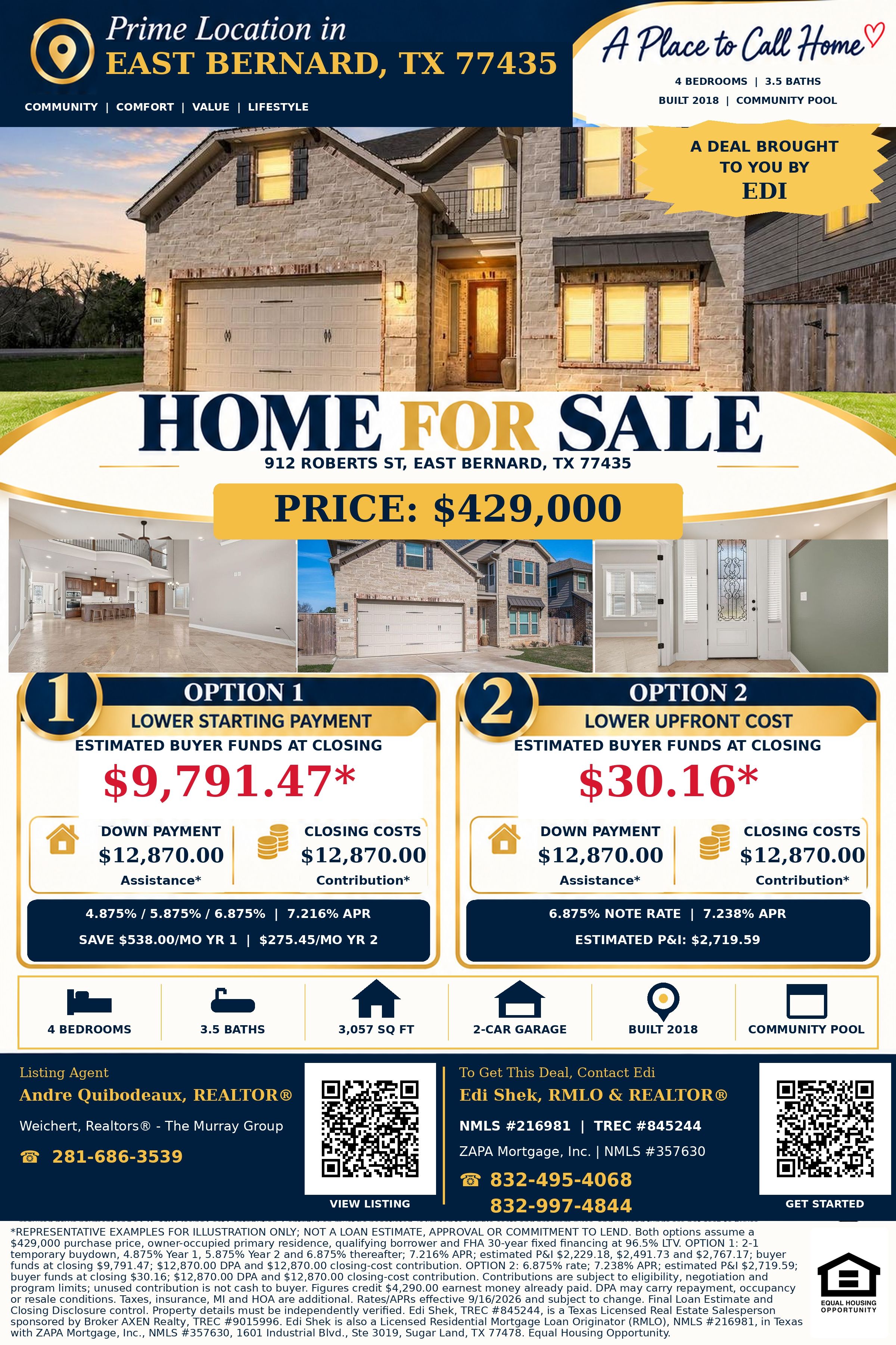 Own This $429,000 Home with Only $4,320.16 Total Out of Pocket! Flyer