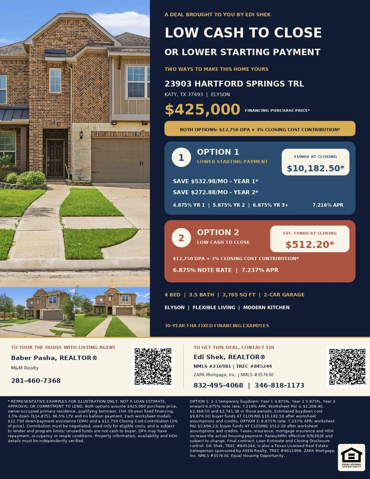 Buy This $425,000 Elyson Home with $25,500 in Assistance and Contributions—Just $512.20 Estimated at Closing Flyer