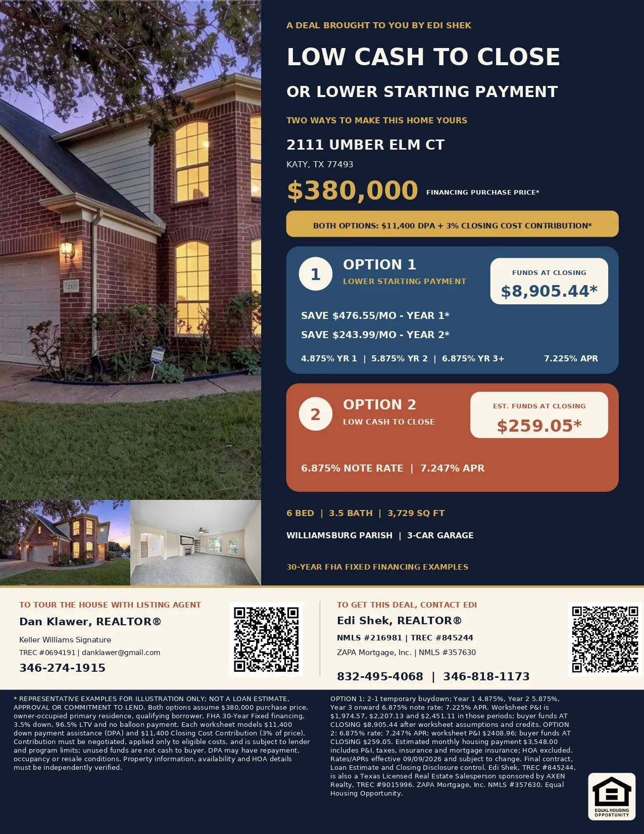 Buy This $380,000 Katy Home with $22,800 in Assistance and Contributions—Only $4,059.05 Estimated Total Out of Pocket! Official Marketing Flyer