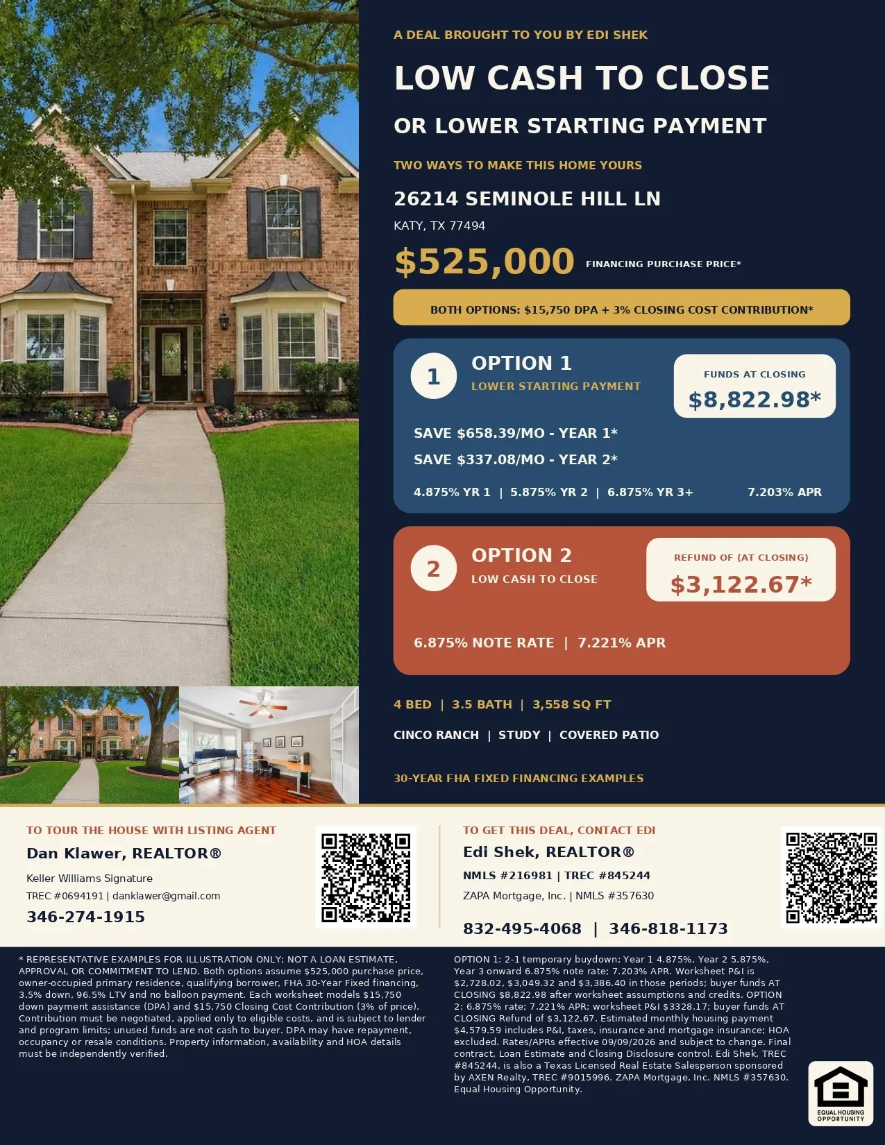 Buy This $525,000 Katy Home with $31,500 in Assistance and Contributions—Only $2,127.33 Estimated Net Out of Pocket! Flyer