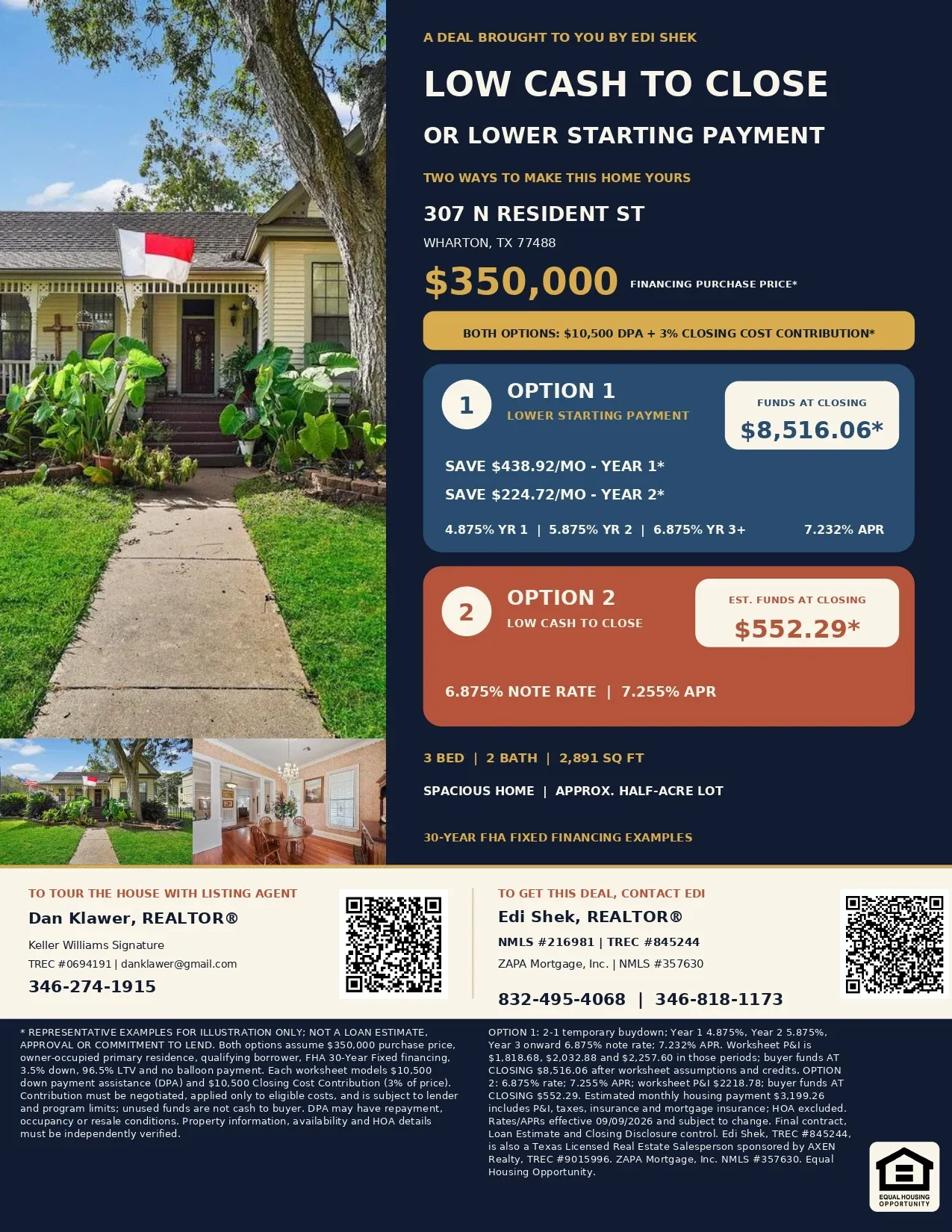 Buy This $350,000 Wharton Home with $21,000 in Assistance and Contributions—Only $4,052.29 Estimated Total Out of Pocket! Flyer