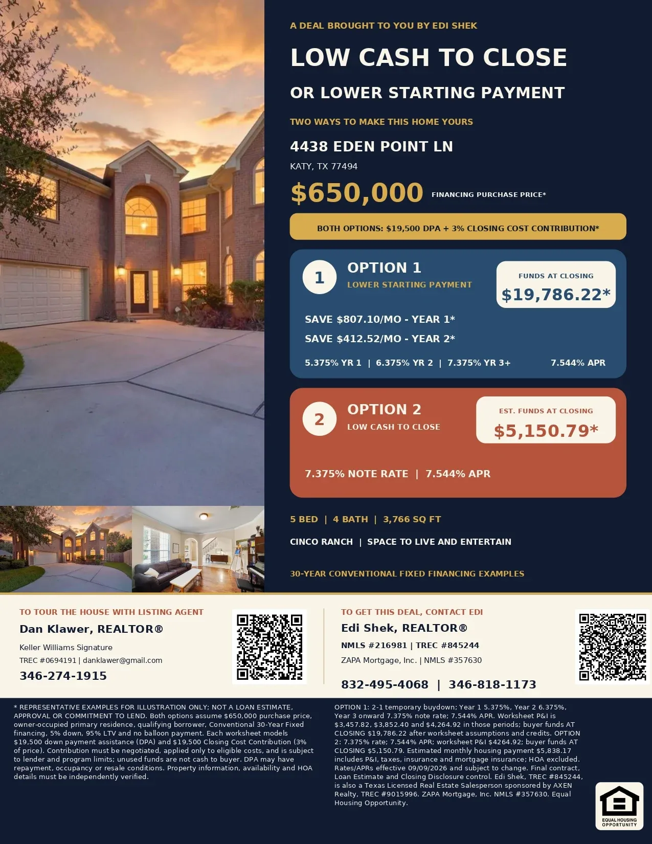 Buy This $650,000 Katy Home with $39,000 in Assistance and Contributions—Only $11,650.79 Estimated Total Out of Pocket! Flyer