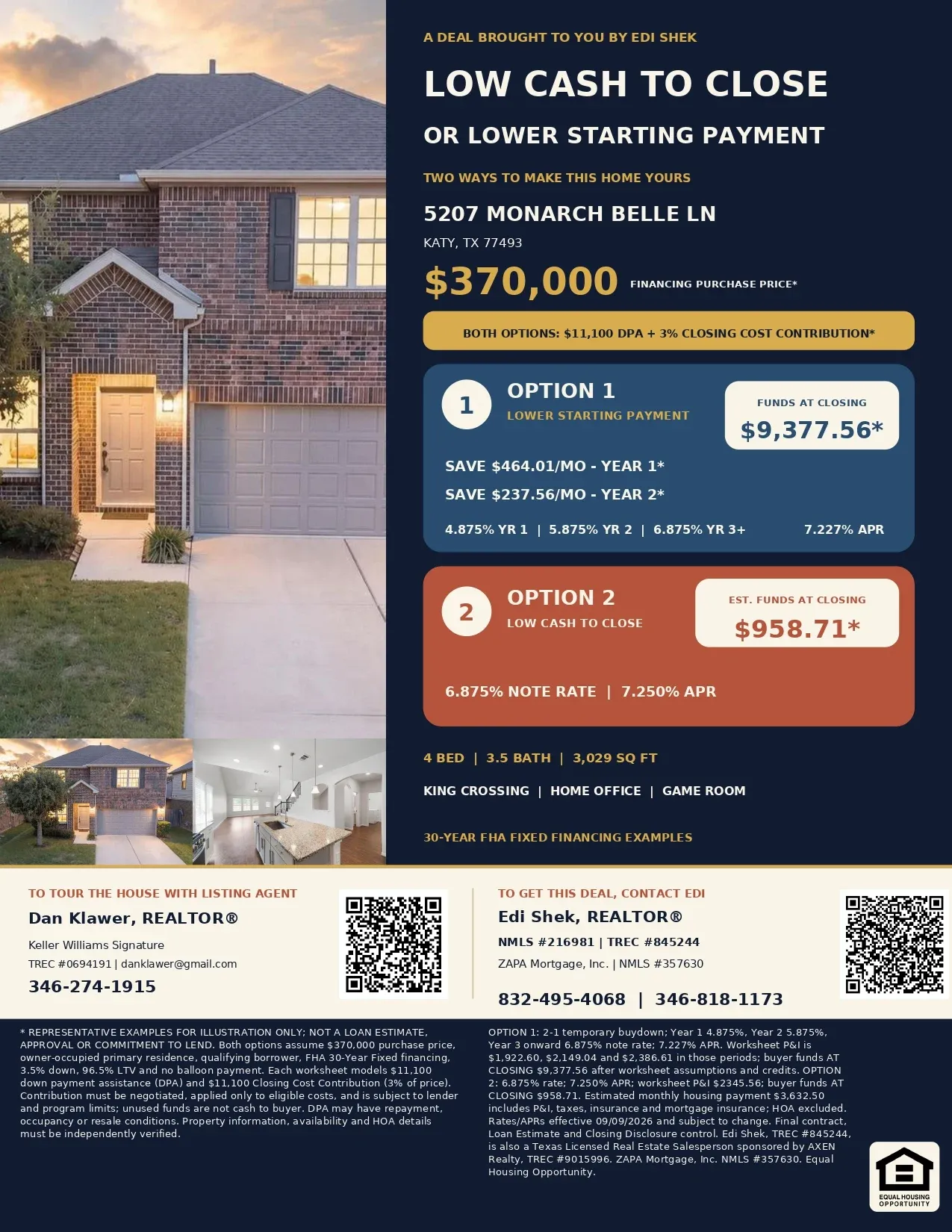Buy This $370,000 Katy Home with $22,200 in Assistance and Contributions—Only $4,658.71 Estimated Total Out of Pocket! Flyer