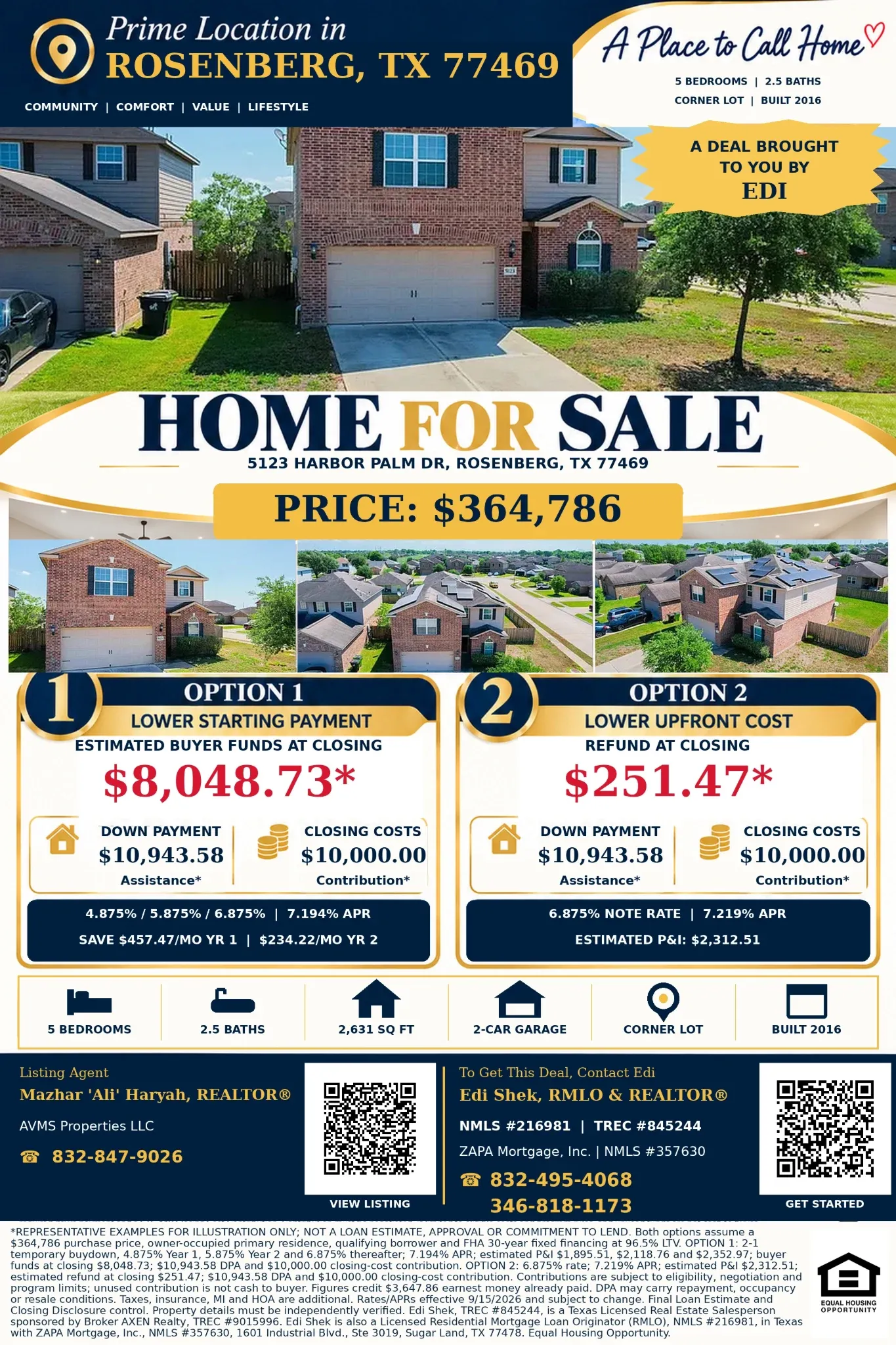 Buy This $364,786 Rosenberg Home with $20,943.58 in Assistance and Contributions—Choose Low Cash to Close or Lower Monthly Payments! Flyer