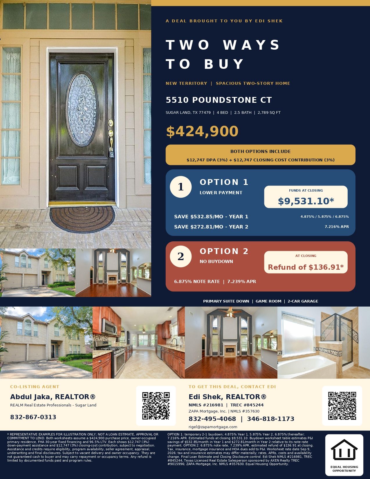5510 Poundstone Ct | $424,900 • 4 Bedrooms • Two Illustrative Financing Options Official Marketing Flyer