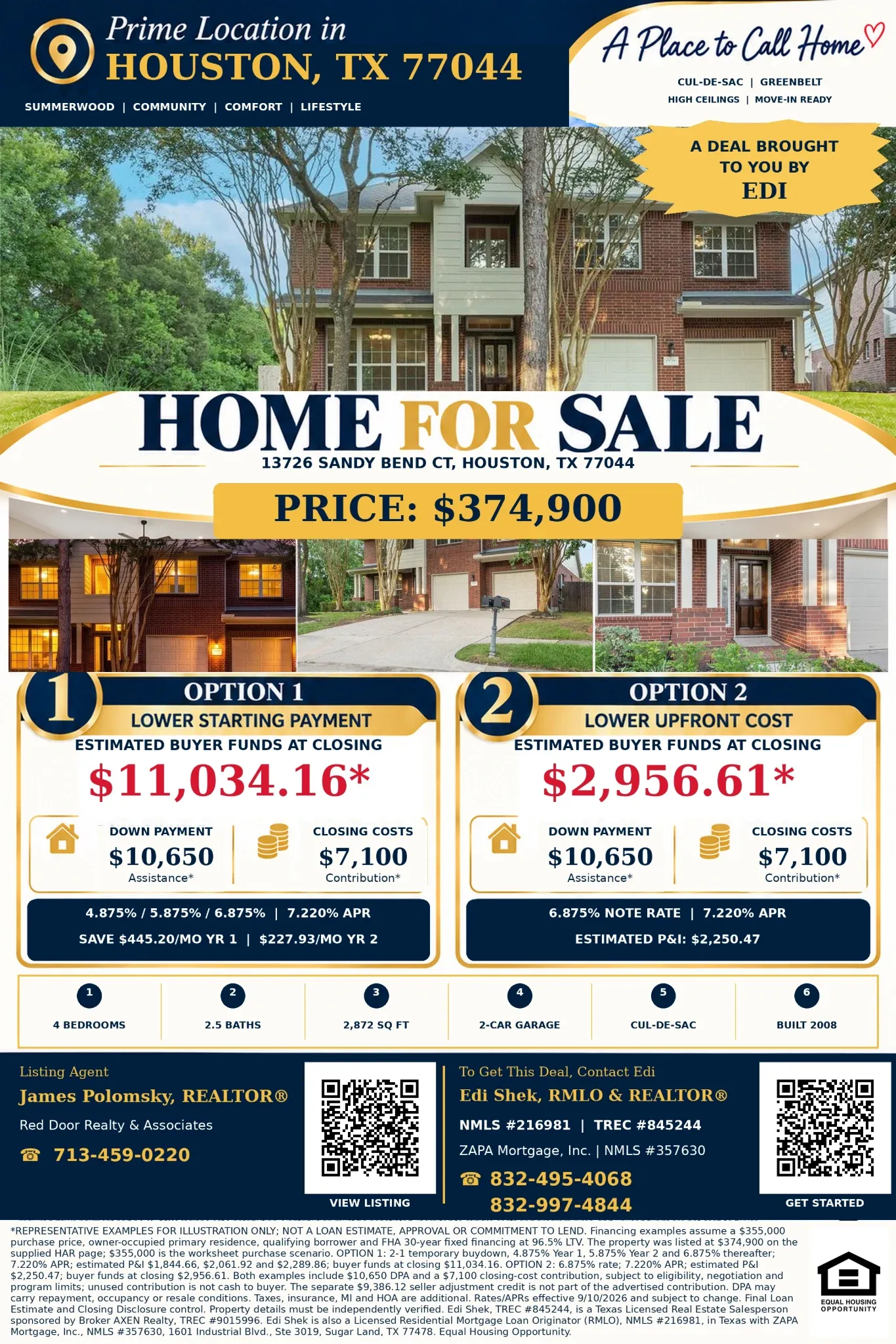 Summerwood Space & Greenbelt Views—Estimated Total Buyer Funds of $6,506.61 Flyer