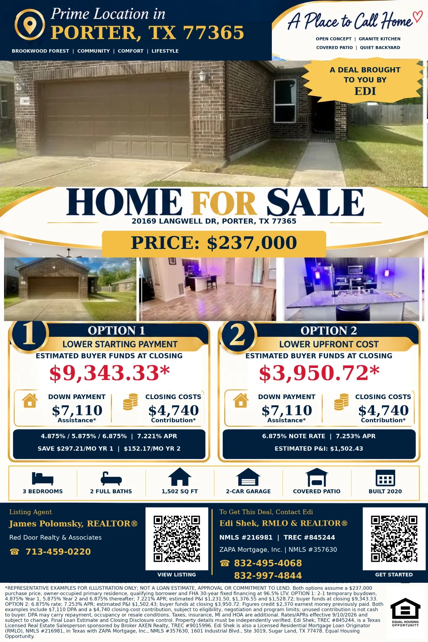 Your Porter Home Awaits—Estimated Total Buyer Funds of $6,320.72 Flyer