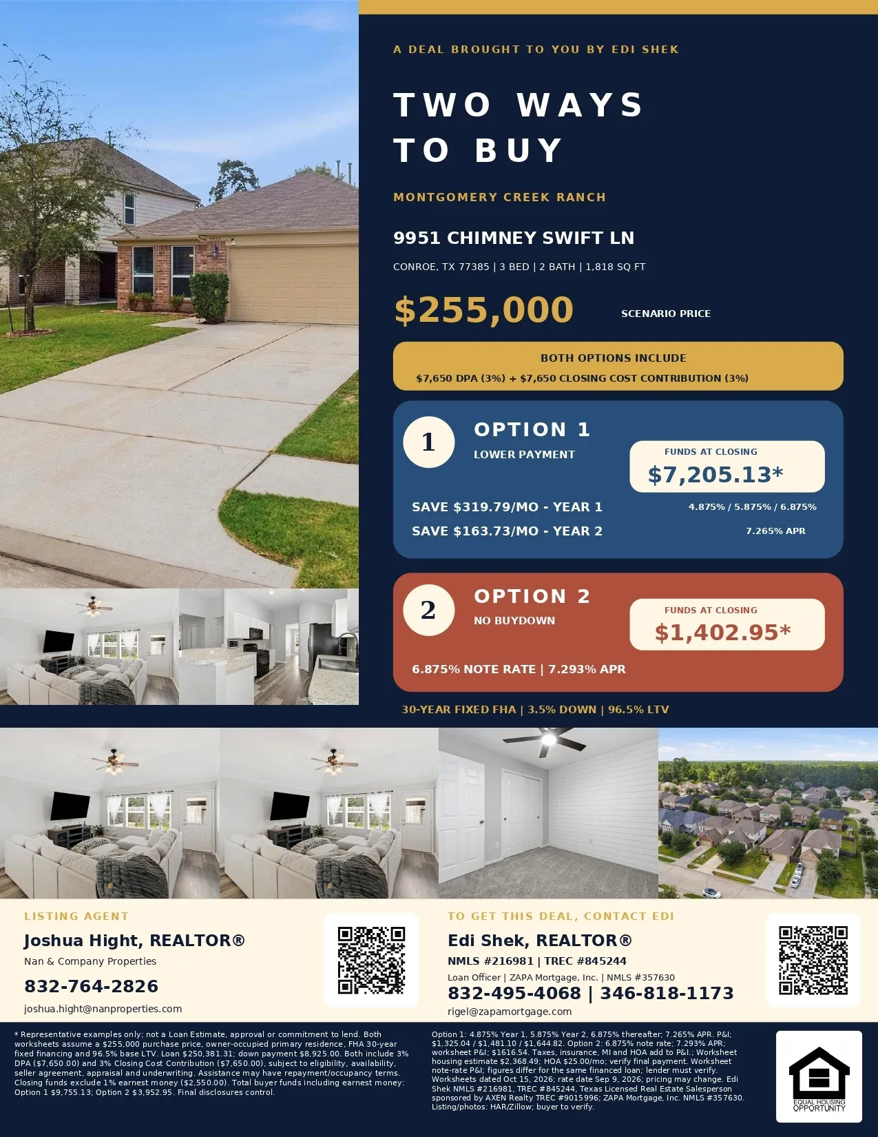 Your Conroe Home—Estimated Total Buyer Funds of $3,952.95 Flyer