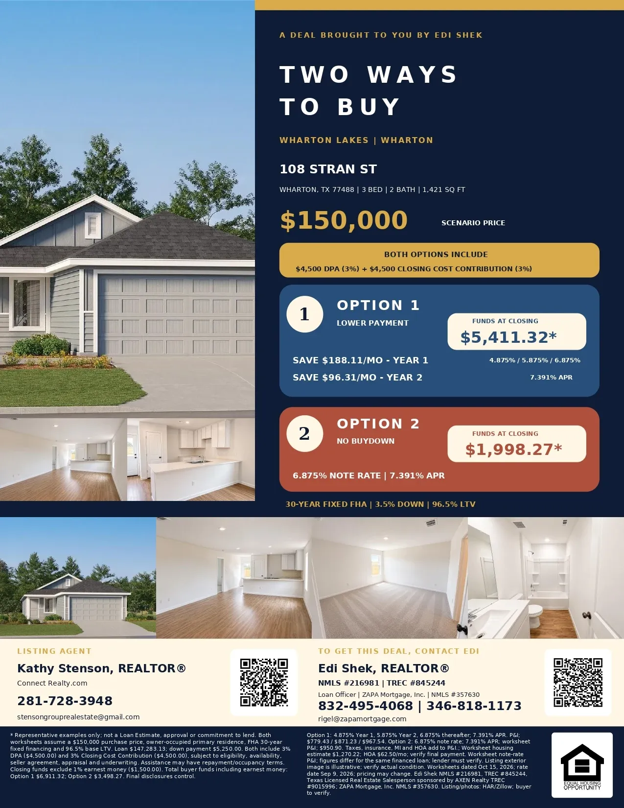 Own Your Wharton Home—Estimated Total Buyer Funds of $3,498.27 Official Marketing Flyer