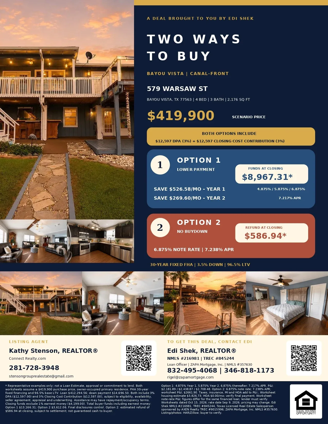 Canal-Front Living in Bayou Vista—Save $526.58 Monthly in Year 1 Flyer