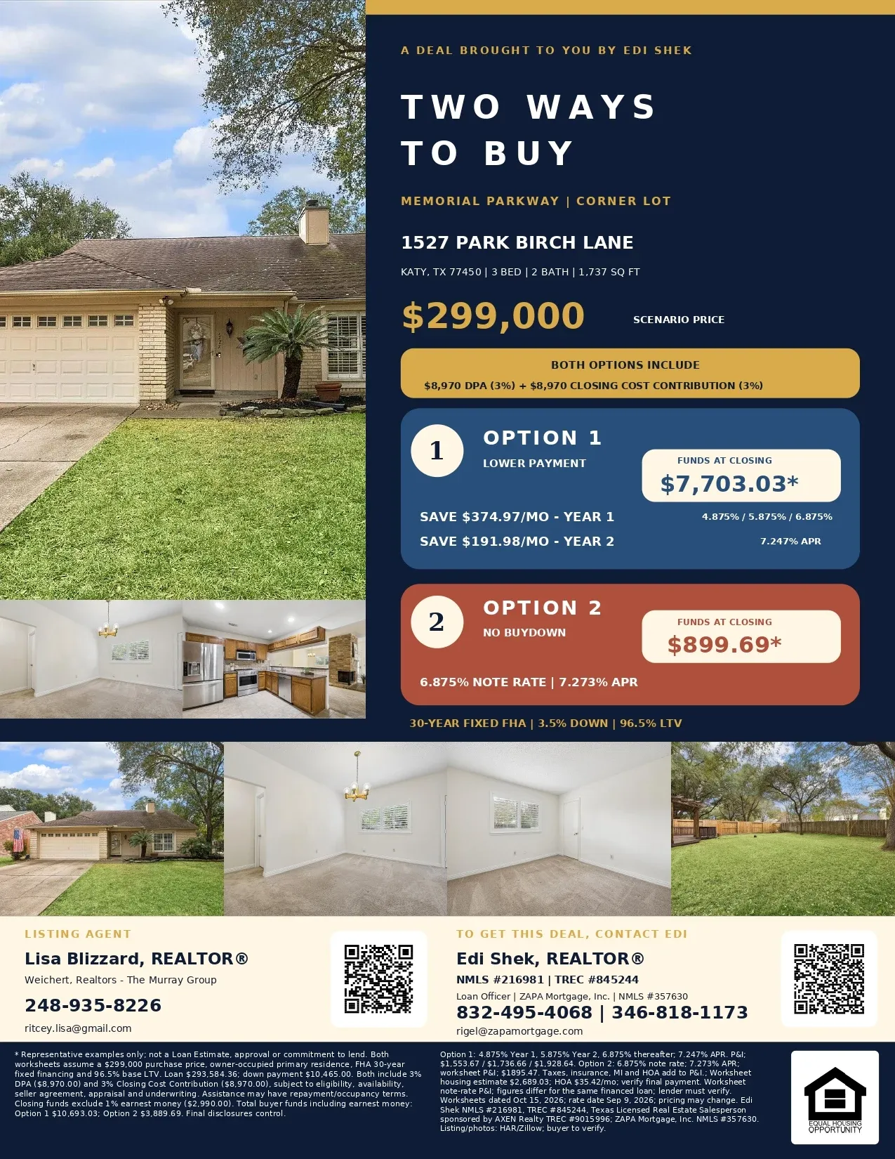 Your Katy Home—Save $374.97 Monthly in Year 1 or Start with Lower Upfront Funds Flyer