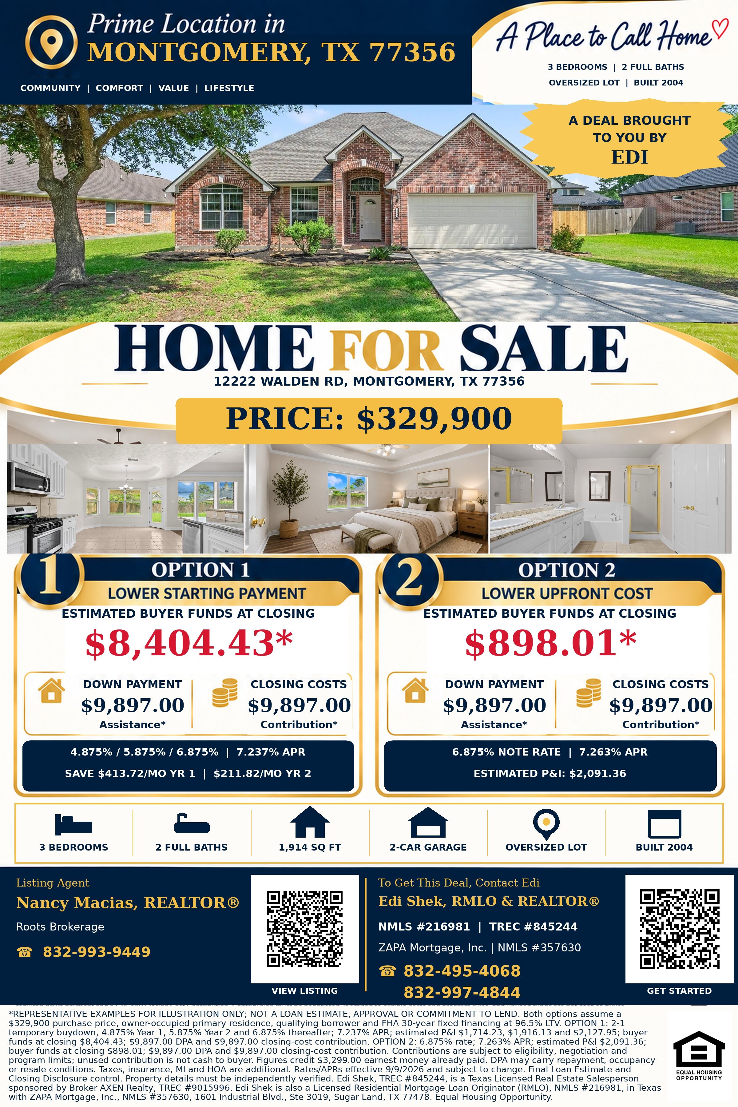 A $329,900 Home with Only $4,197.01 Total Out of Pocket! Flyer