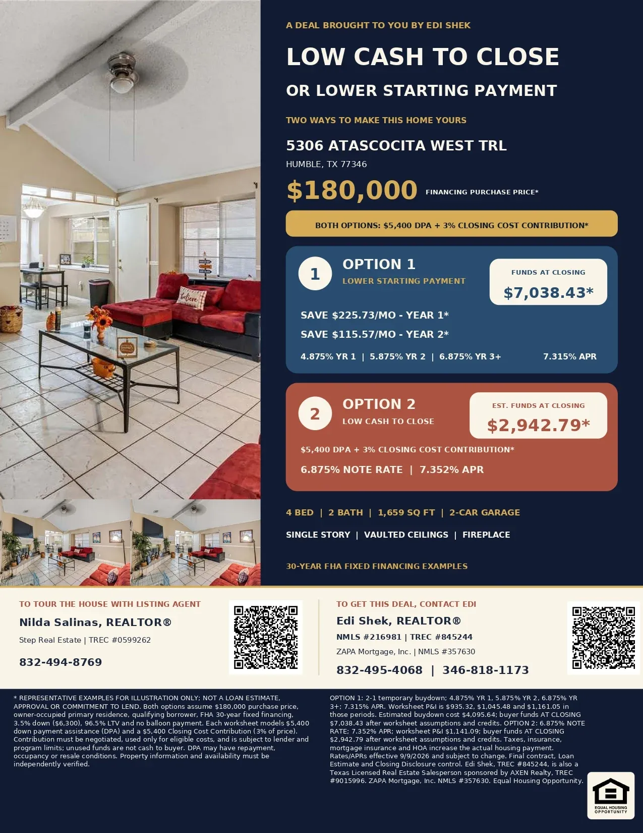 Buy This $180,000 Home with $10,800 in Assistance and Contributions—Only $4,742.79 Estimated Total Out of Pocket! Flyer