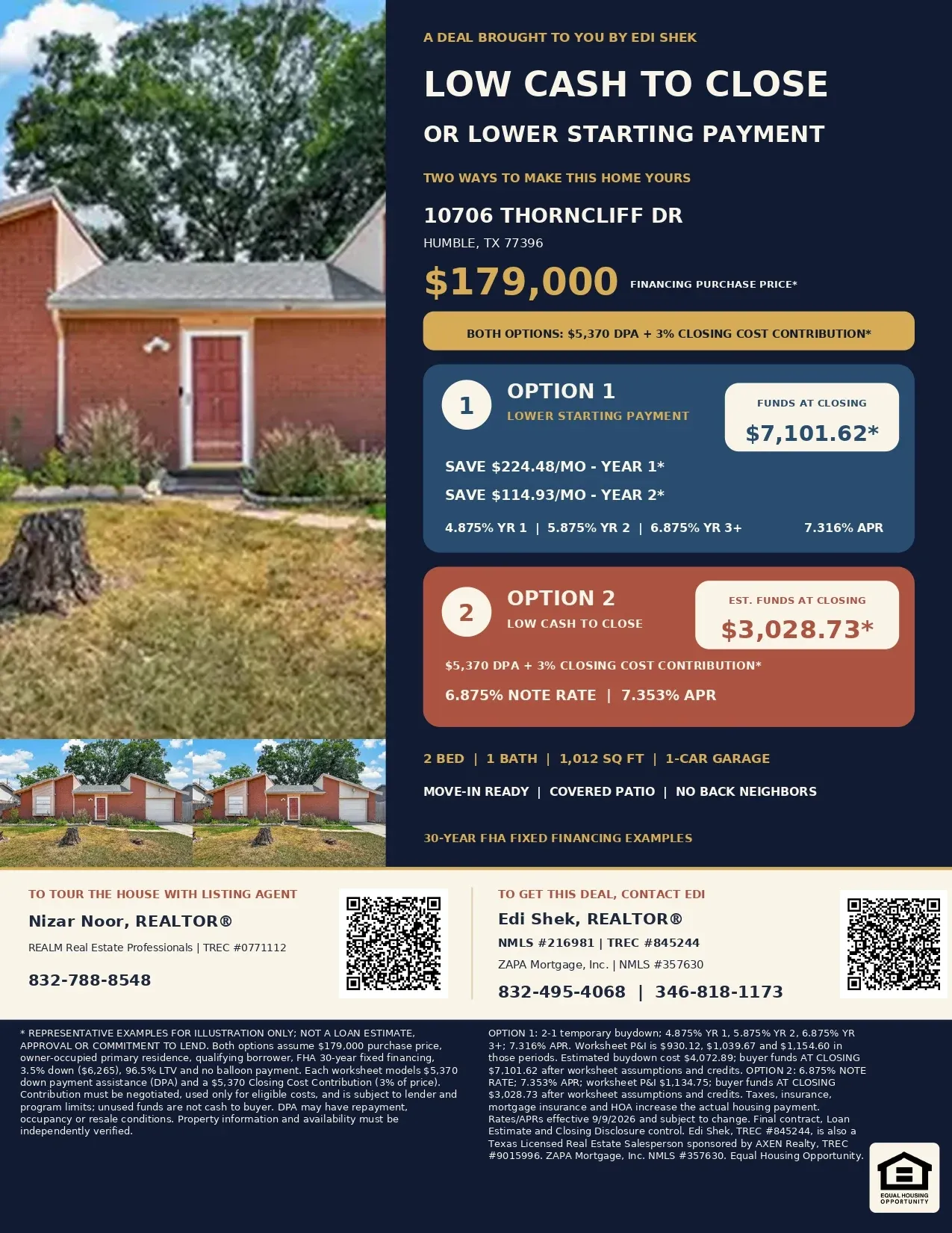 Buy This $179,000 Move-In-Ready Humble Home with $10,740 in Assistance and Contributions—Only $4,818.73 Estimated Total Out of Pocket! Official Marketing Flyer