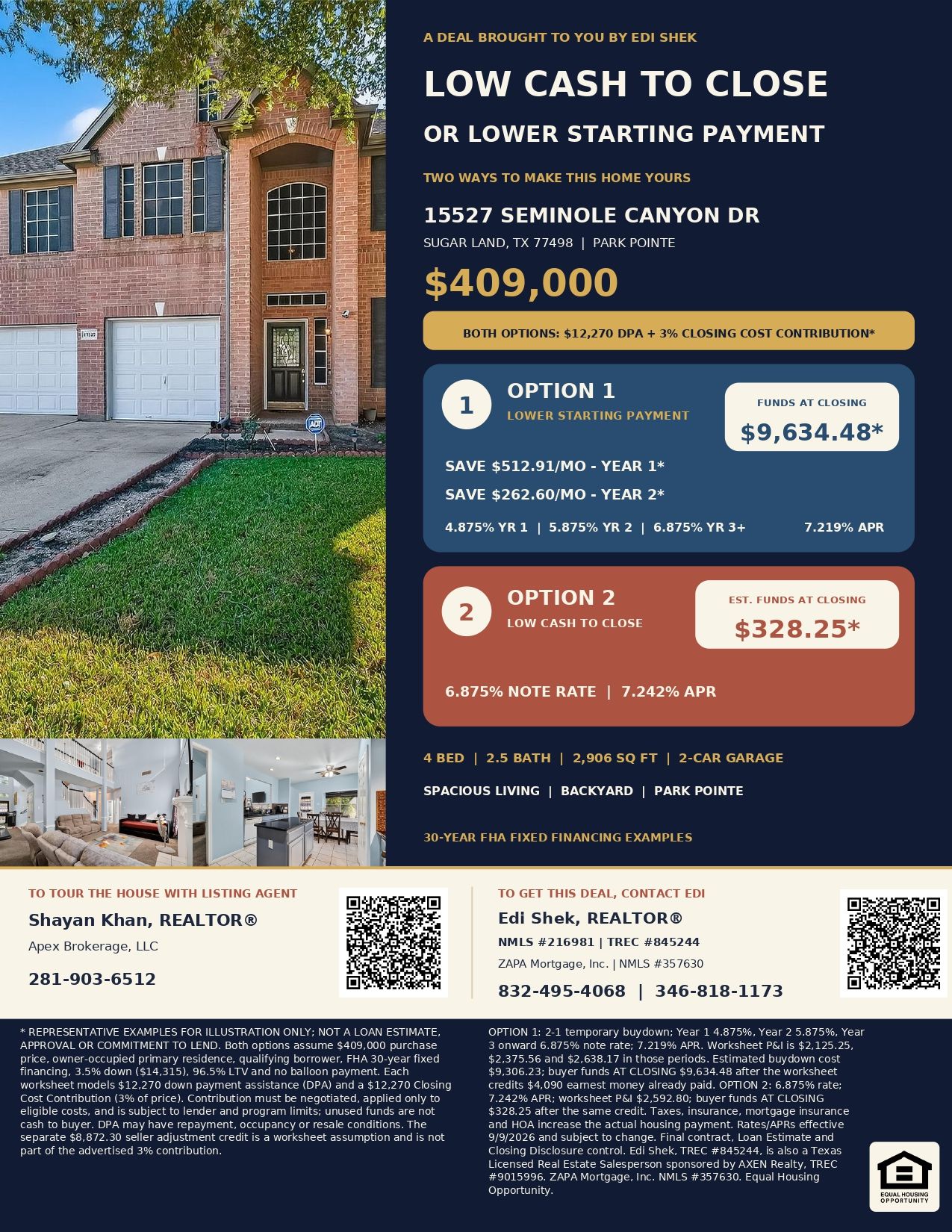 15527 Seminole Canyon Dr | Buy with an Estimated $328.25 at Closing or Save $512.91/Month in Year 1 Official Marketing Flyer