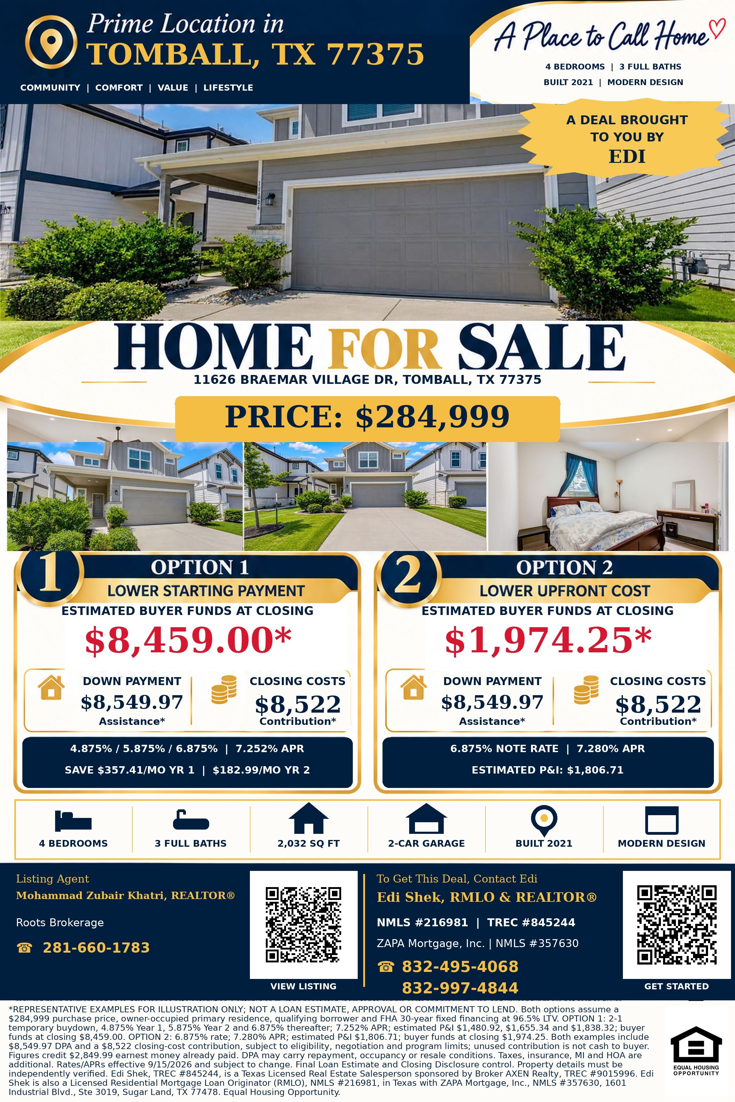 Own This $284,999 Tomball Home With Just $1,974.25 Out of Pocket! Flyer