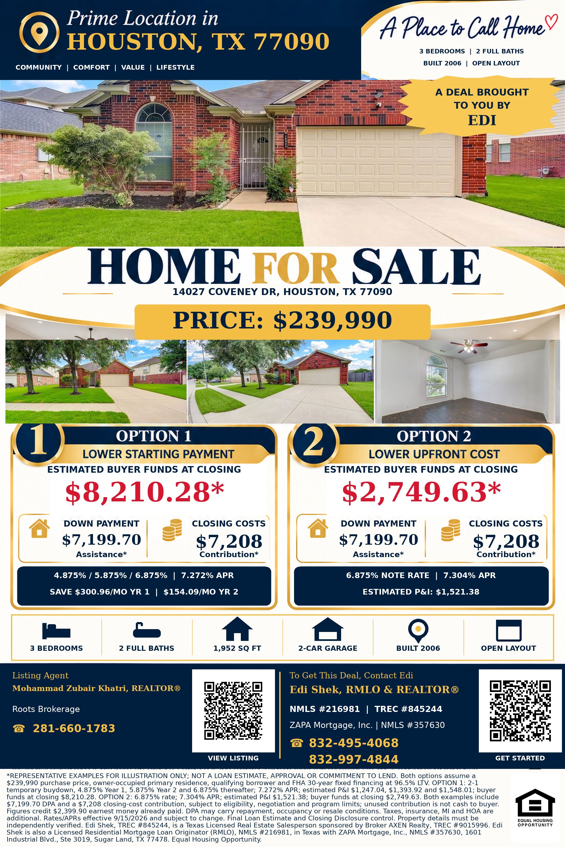 Unlock This $239,990 Houston Home With Just $2,749.63 Out of Pocket! Flyer