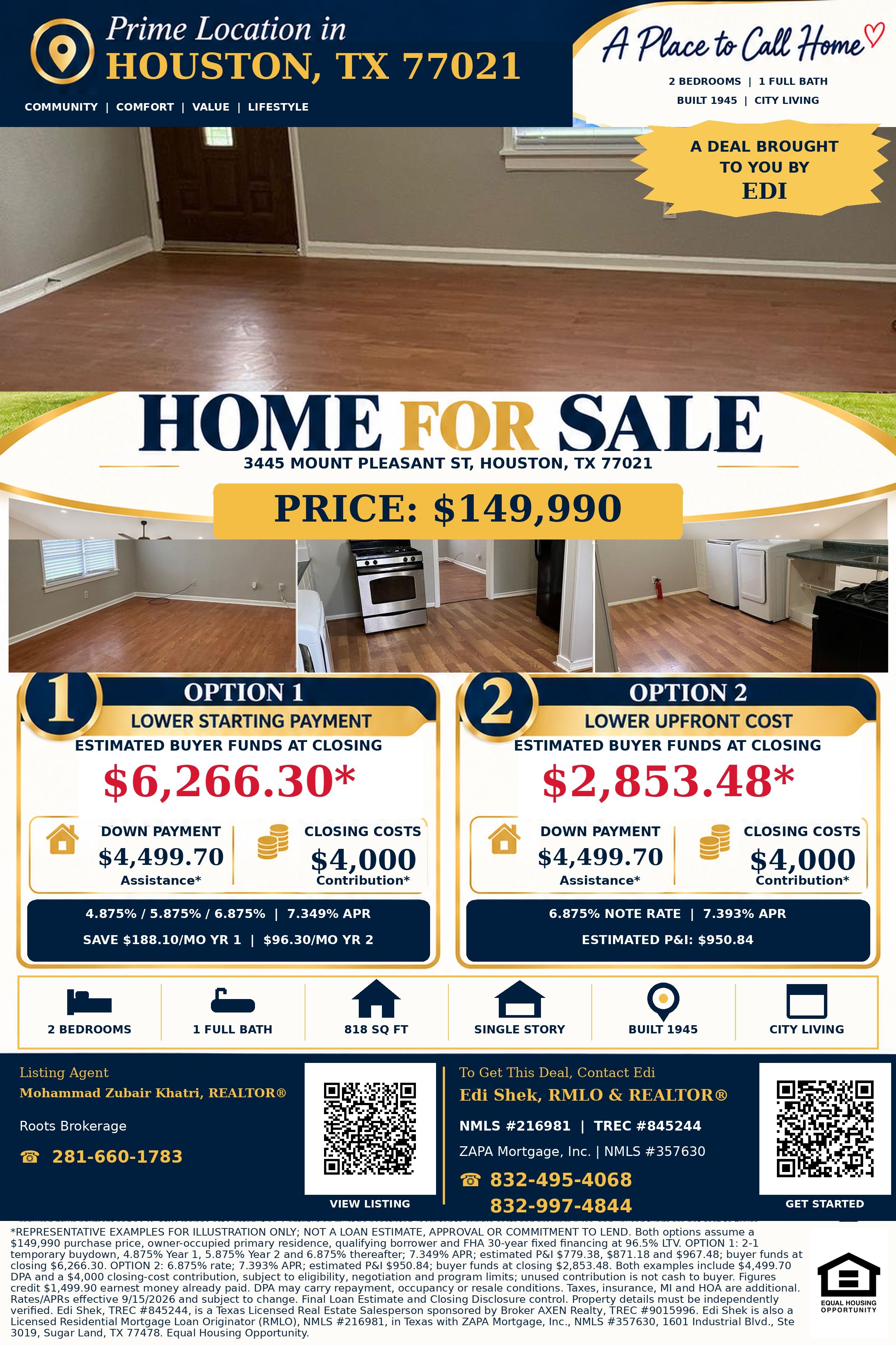 Own This $149,990 Houston Home With a Lower Starting Payment! Flyer